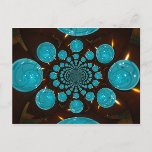 シアンライトの目まいがする表示万華鏡のように千変万化するパターンアート ポストカード (正面)