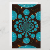 シアンライトの目まいがする表示万華鏡のように千変万化するパターンアート 便箋 (正面/裏面)