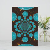 シアンライトの目まいがする表示万華鏡のように千変万化するパターンアート 便箋 (スタンド正面)