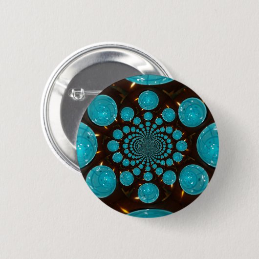 シアンライトの目まいがする表示万華鏡のように千変万化するパターンアート 缶バッジ (正面&裏面)