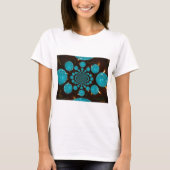 シアンライトの目まいがする表示万華鏡のように千変万化するパターン Tシャツ (正面)