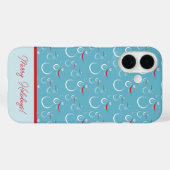 シアンレッドメリーホリデーズカワイイ雪だるまパターン Case-Mate iPhoneケース (裏面 (横))