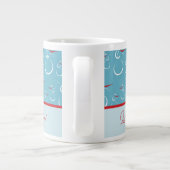 シアンレッドレット雪かわいい雪だるまファミリーパターン ジャンボコーヒーマグカップ (裏面)