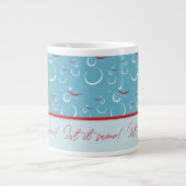 シアンレッドレット雪かわいい雪だるまファミリーパターン ジャンボコーヒーマグカップ (正面)