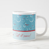 シアンレッドレット雪かわいい雪だるまファミリーパターン ジャンボコーヒーマグカップ (右)