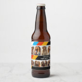 シアンレトロストライプ- 8フォトコラージュ ビールラベル (正面)