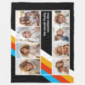 シアンレトロストライプ- 8フォトコラージュ フリースブランケット (正面)