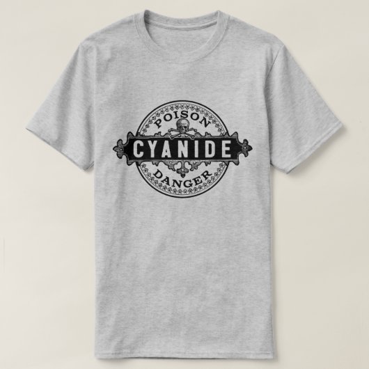 シアン化ヴィンテージスタイル毒ラベル Tシャツ (デザイン正面)