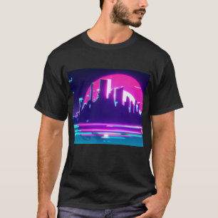 シアン合成波都市 Tシャツ