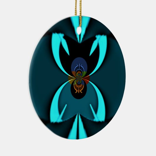 シアン抽象芸術アートプリント セラミックオーナメント (右)