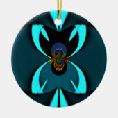 シアン抽象芸術アートプリント セラミックオーナメント (正面)