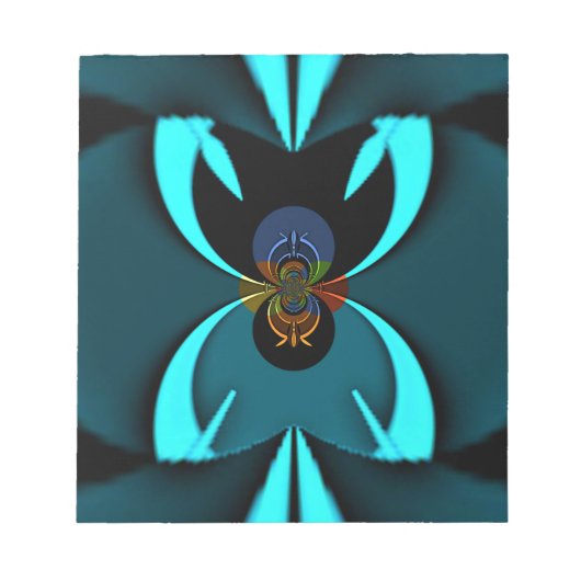 シアン抽象芸術アートプリント ノートパッド (正面)