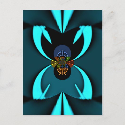 シアン抽象芸術アートプリント ポストカード (正面)