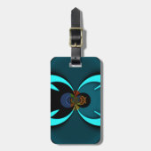 シアン抽象芸術アートプリント ラゲッジタグ (正面縦)