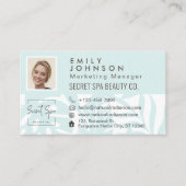 シアン熱帯植物葉美しい&スパ写真QR 名刺 (正面)