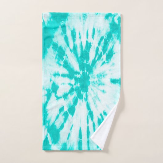 シアン絞り染めパターかわいらしンビーチイ バスタオルセット (ハンドタオル)