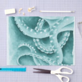 シアン緑の触手モノクロ 薄葉紙 (クラフト)