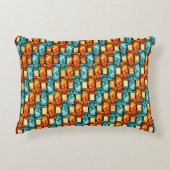 シアン色のオレンジ色の長方形の彫刻および染色プレート アクセントクッション (正面)