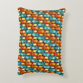 シアン色のオレンジ色の長方形の彫刻および染色プレート アクセントクッション (裏面(縦))