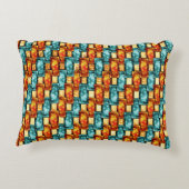 シアン色のオレンジ色の長方形の彫刻および染色プレート アクセントクッション (裏面)