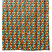 シアン色のオレンジ色の長方形の彫刻および染色プレート シャワーカーテン (正面)