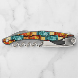 シアン色のオレンジ色の長方形の彫刻および染色プレート ソムリエナイフ