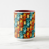 シアン色のオレンジ色の長方形の彫刻および染色プレート マグカップ (中央)