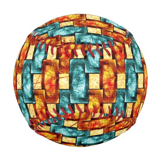 シアン色のオレンジ色の長方形の彫刻および染色プレート 野球ボール (正面)