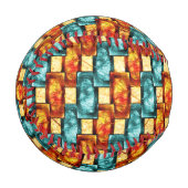 シアン色のオレンジ色の長方形の彫刻および染色プレート 野球ボール (正面左)