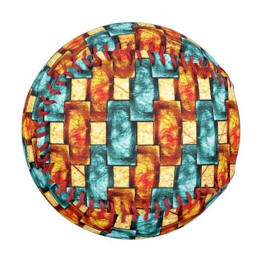 シアン色のオレンジ色の長方形の彫刻および染色プレート 野球ボール (正面左)