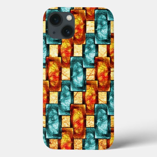 シアン色のオレンジ色の長方形の彫刻および染色プレート Case-Mate iPhoneケース (裏面)