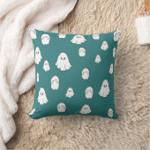 シアン色の可愛いハロウィーン幽霊パターン クッション (ブランケット)