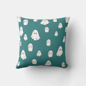 シアン色の可愛いハロウィーン幽霊パターン クッション (裏面)