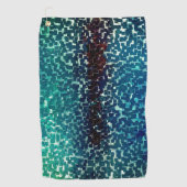 シアン色の青いモザイクスタイルの粒状の粉砕ガラス ゴルフタオル (正面)