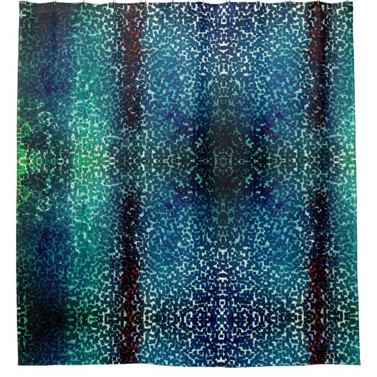 シアン色の青いモザイクスタイルの粒状の粉砕ガラス シャワーカーテン (正面)