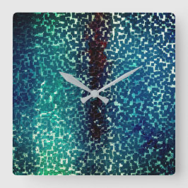 シアン色の青いモザイクスタイルの粒状の粉砕ガラス スクエア壁時計