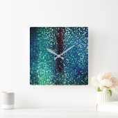 シアン色の青いモザイクスタイルの粒状の粉砕ガラス スクエア壁時計 (ホーム)