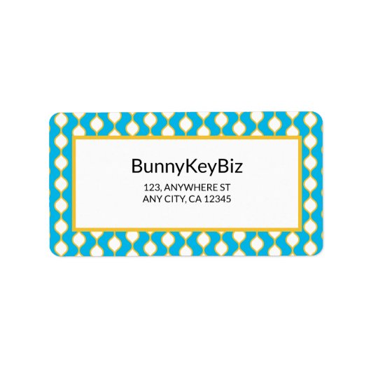 シアン色の黄色のバブル線会社住所 ラベル (正面)