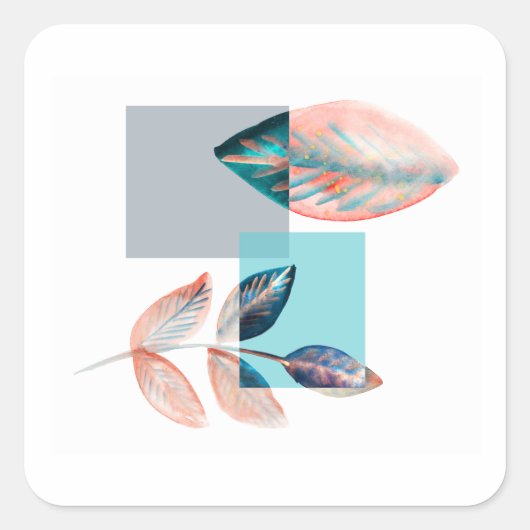 シアン赤葉 スクエアシール (正面)