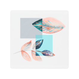 シアン赤葉 メタルプリント