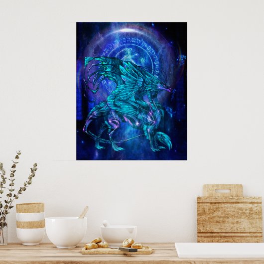 シアン・ドラゴン ポスター (キッチン)