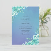 シアン パープルブルーの花嫁衣裳 ウェディング 招待状 (スタンド正面)