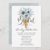 シアン ブルー タン 牡丹 アイスクリーム コーン ブライダル シャワー 招待状 (正面/裏面)