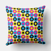 シアン、マゼンタ、イエロー、黒のドット クッション (裏面)