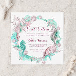 シアン&ラベンダーアンダーザシーホテルSweet sixteen 招待状<br><div class="desc">シーホース、ヒトデ、貝殻、サンゴ礁を備えた海の誕生日招待状の下でこれをパーソナライズ。このデザインの高度なカスタマイズについてクリックは、上の青いデザインツールボタンをクリックして下さい。一致するアイテムも利用可能である。</div>