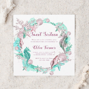 シアン&ラベンダーアンダーザシーホテルSweet sixteen 招待状