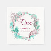 シアン&ラベンダーアンダーザシー誕生日 スタンダードカクテルナプキン (正面)