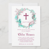 シアン＆ラベンダー　アンダーザシー　リース　洗礼 招待状 (正面)