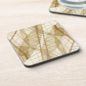 シアーなクリームベージュのレースの葉 コースター (左側)