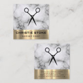 シアーズモダンマーブル金ゴールドトリム スクエア名刺 (正面/裏面)